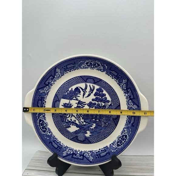 VTG Willow Ware by Royal China Blue Cake Plate Serving Platter With Handles 11” - Picture 6 of 8